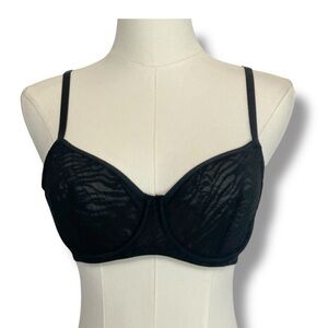 La Senza‎ Bra 34 B Black Tone On Tone Zebra Stripe Lace Underwire NWT